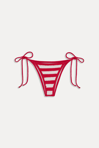 Mackenzie Cheeky Crochet Bikini Bottom - Red Ribbon | Frankies Bikinis