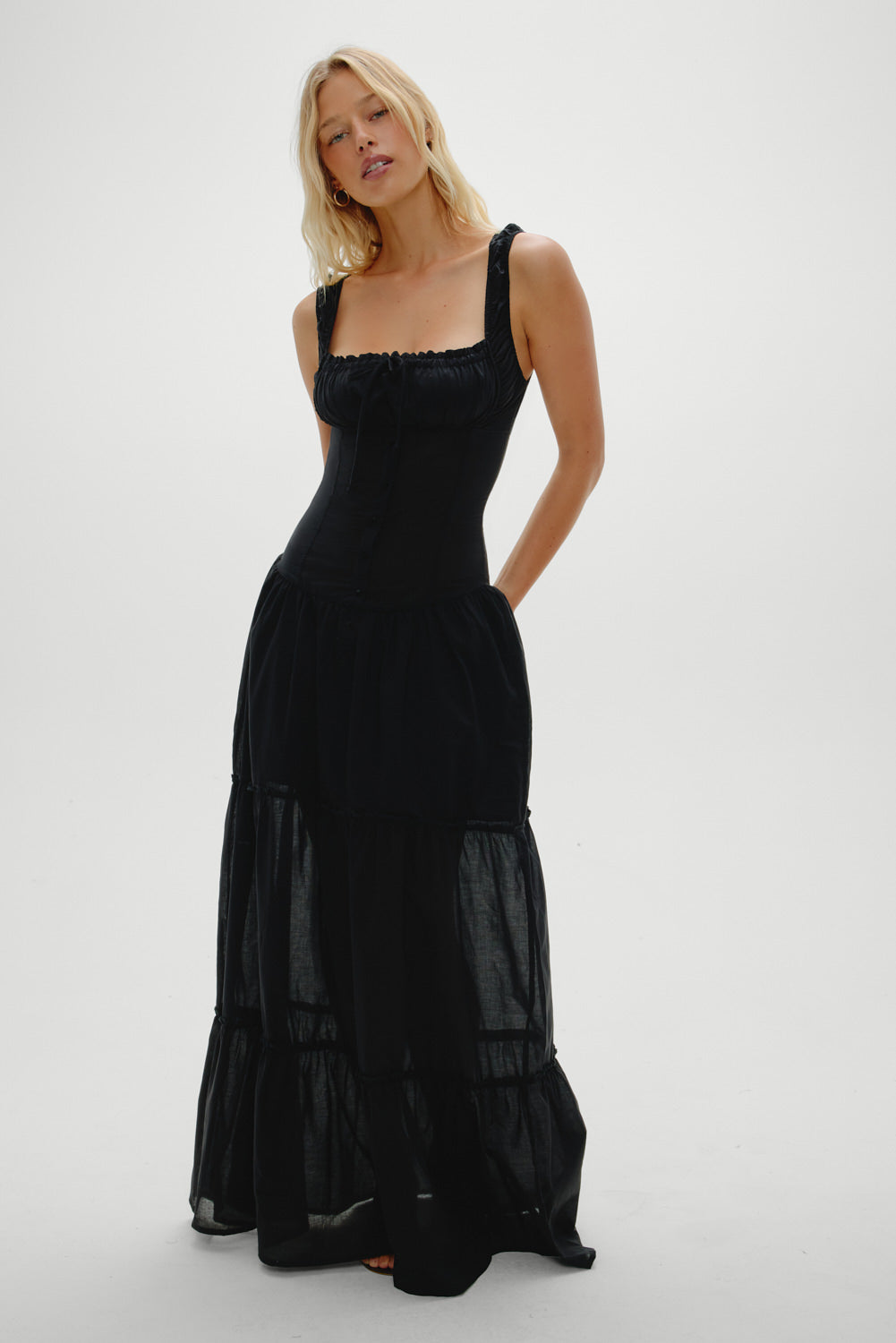 Christabelle Ruffle Maxi Dress - Black | Frankies Bikinis