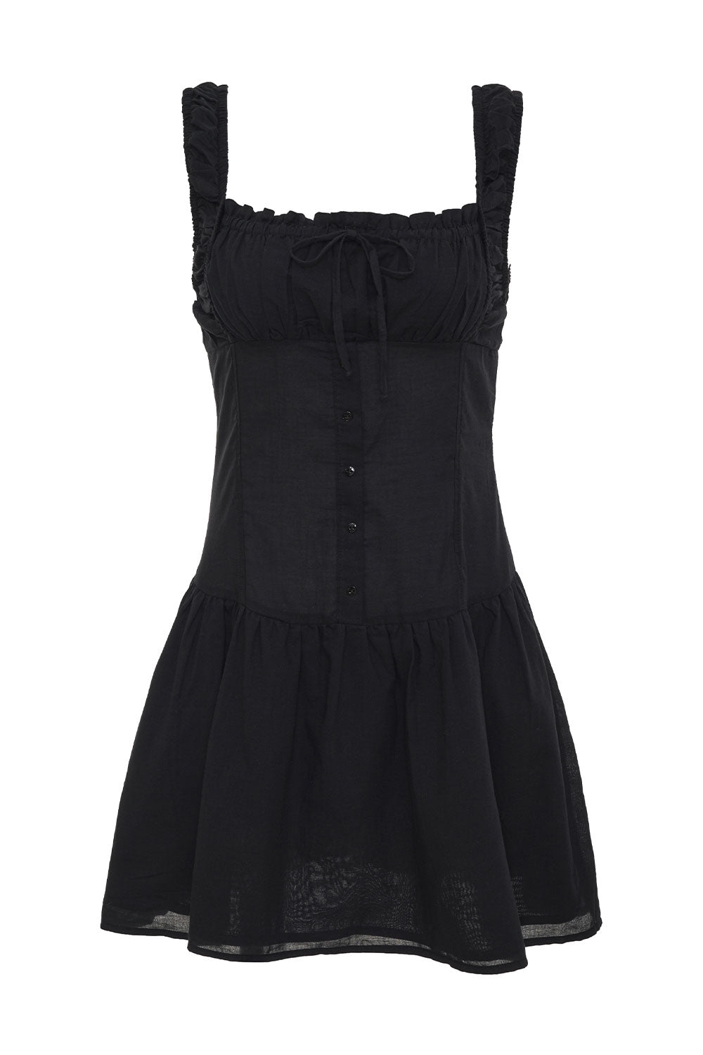Christa Ruffle Mini Dress - Black | Frankies Bikinis