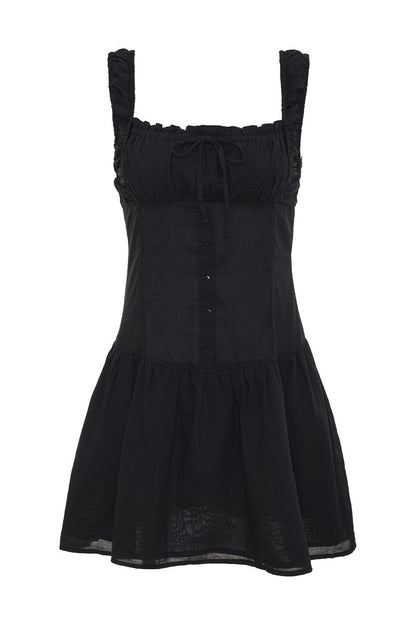 Christa Ruffle Mini Dress - Black | Frankies Bikinis
