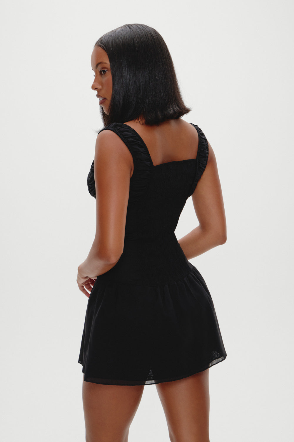 Christa Ruffle Mini Dress - Black | Frankies Bikinis
