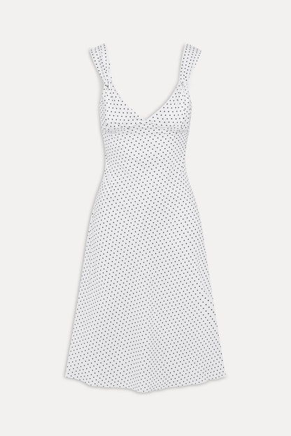 Aurora Satin Midi Dress - White Polka Dot | Frankies Bikinis