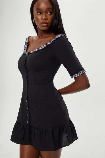Sweet Dreams Cotton Mini Dress - Black | Frankies Bikinis