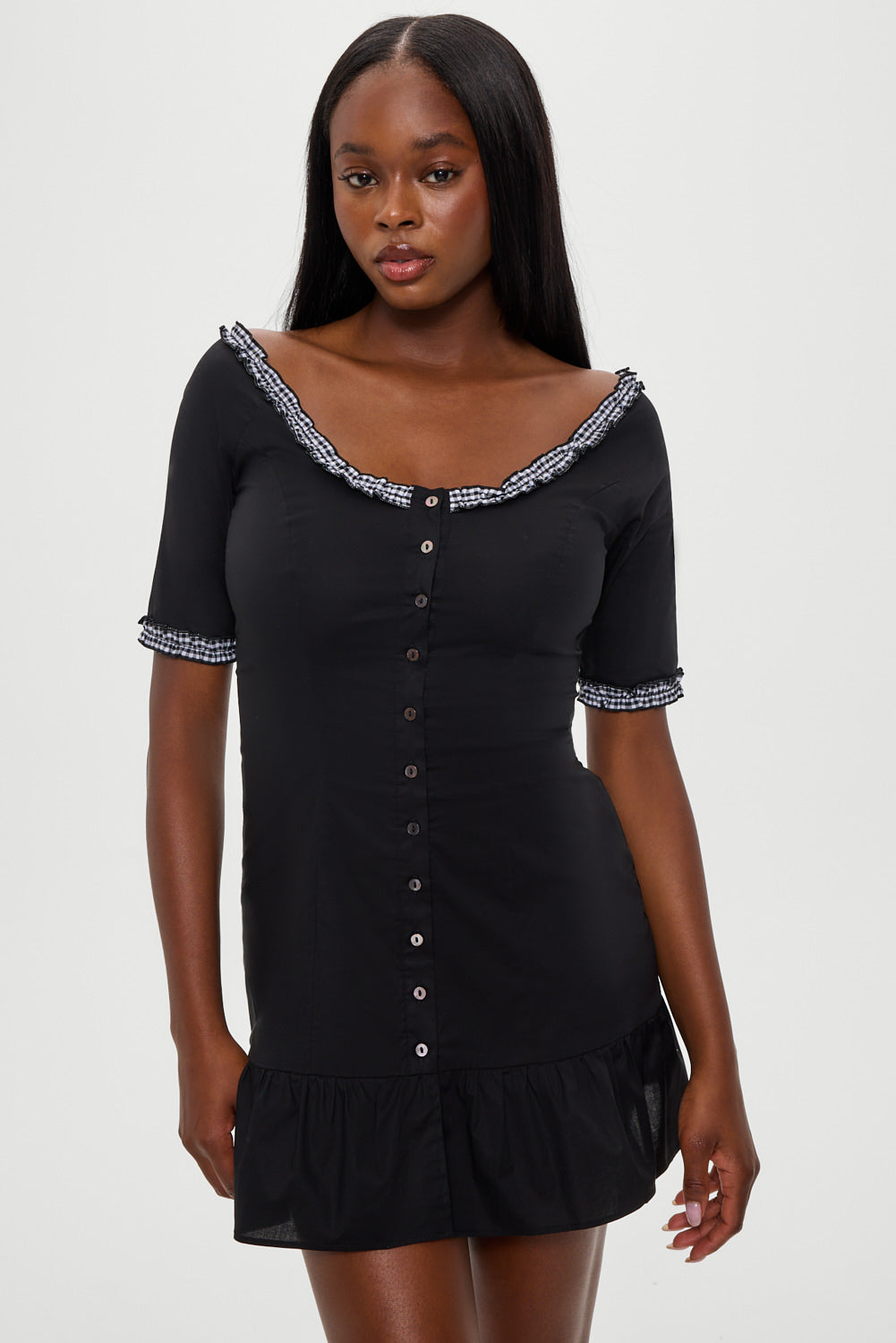 Sweet Dreams Cotton Mini Dress - Black | Frankies Bikinis