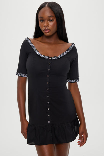 Sweet Dreams Cotton Mini Dress - Black | Frankies Bikinis