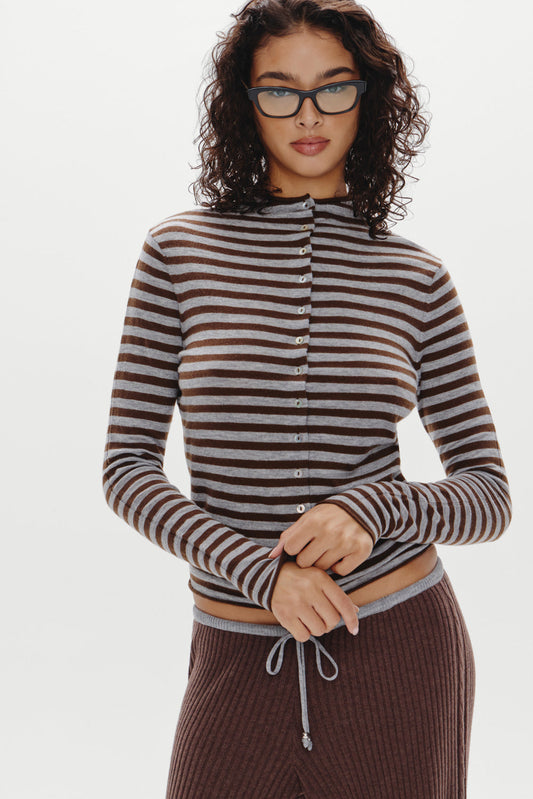 Leo Knit Button Up Cardigan - Pebble | Frankies Bikinis