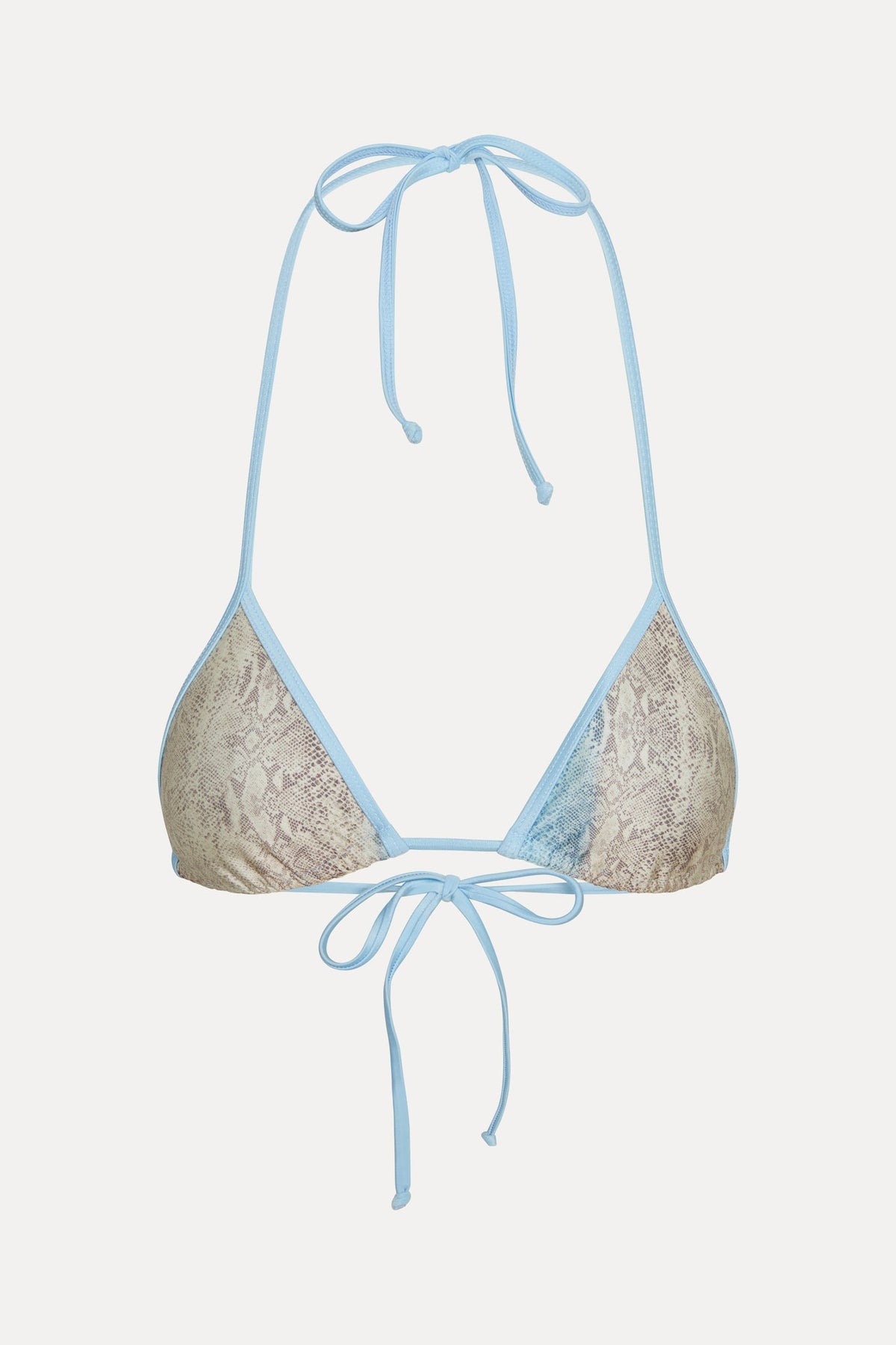 Nick Satin Triangle Bikini Top - Blue Python | Frankies Bikinis