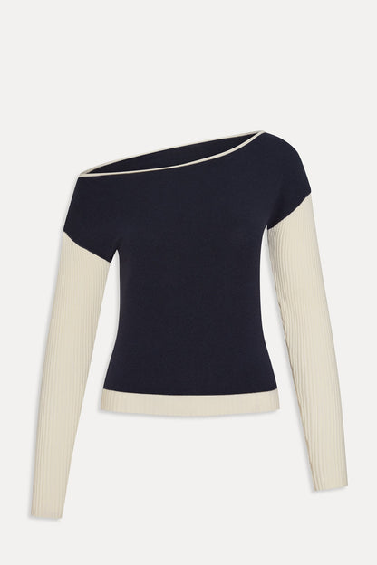 Vail Off The Shoulder Knit Shirt - Deep Sea | Frankies Bikinis