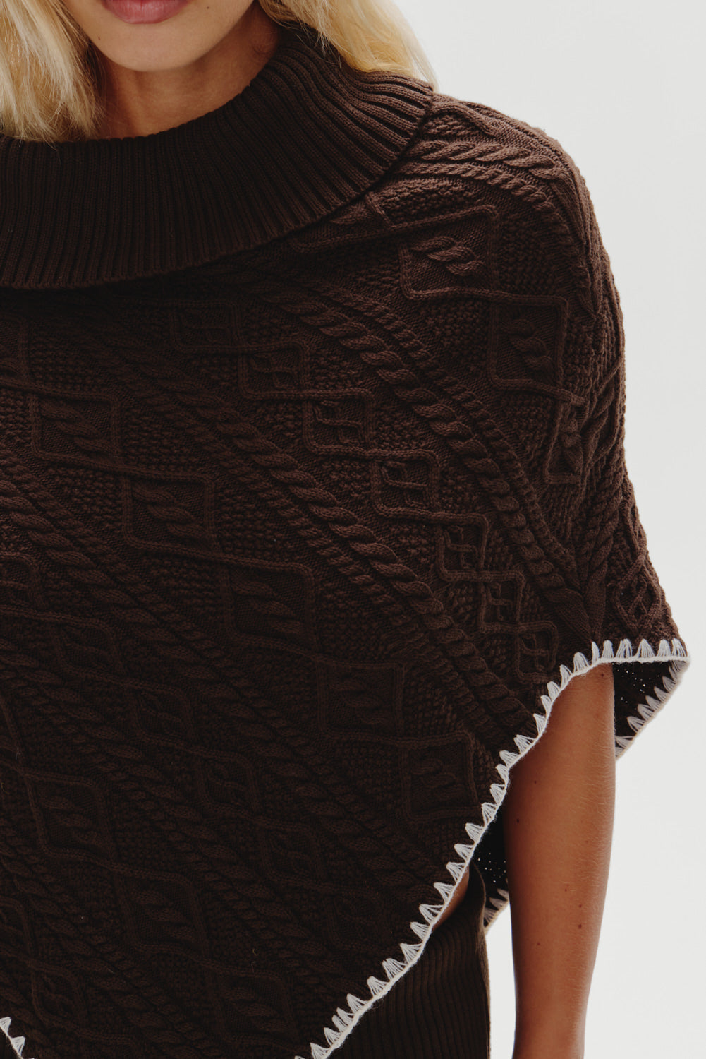 Windswept Cotton Knit Poncho - Chocolate Brown | Frankies Bikinis