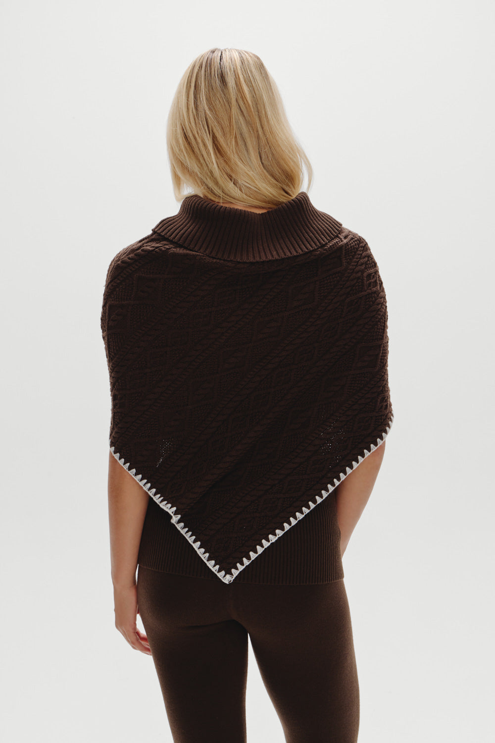 Windswept Cotton Knit Poncho - Chocolate Brown | Frankies Bikinis