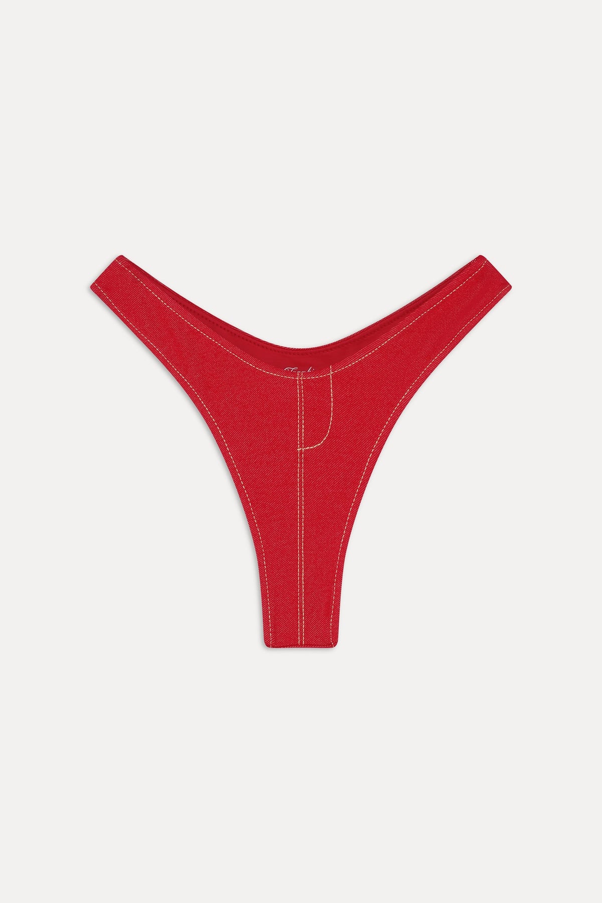 Full Moon Micro Bikini Bottom - Red Denim | Frankies Bikinis