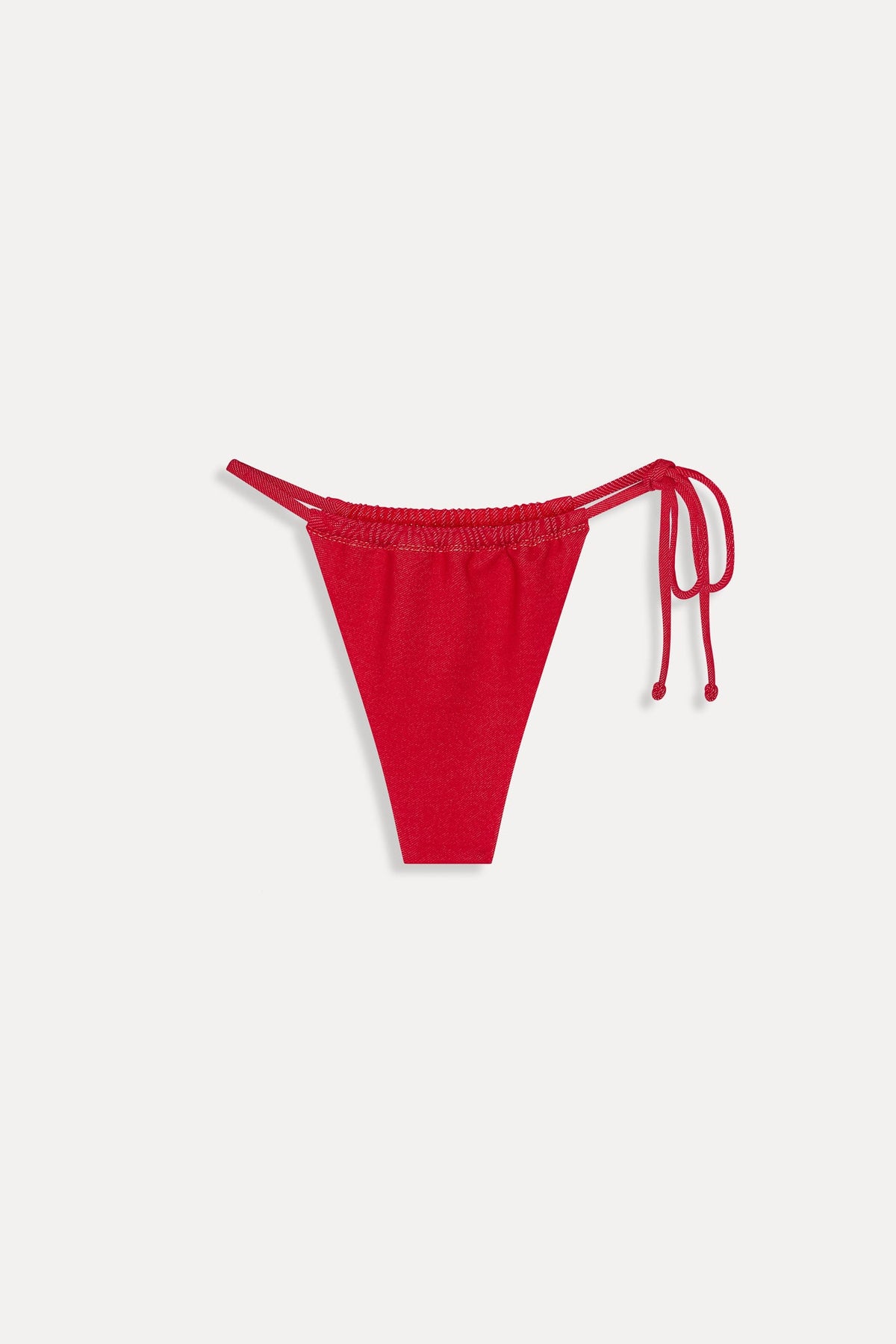 Tia Skimpy Denim Bikini Bottom - Red Denim | Frankies Bikinis