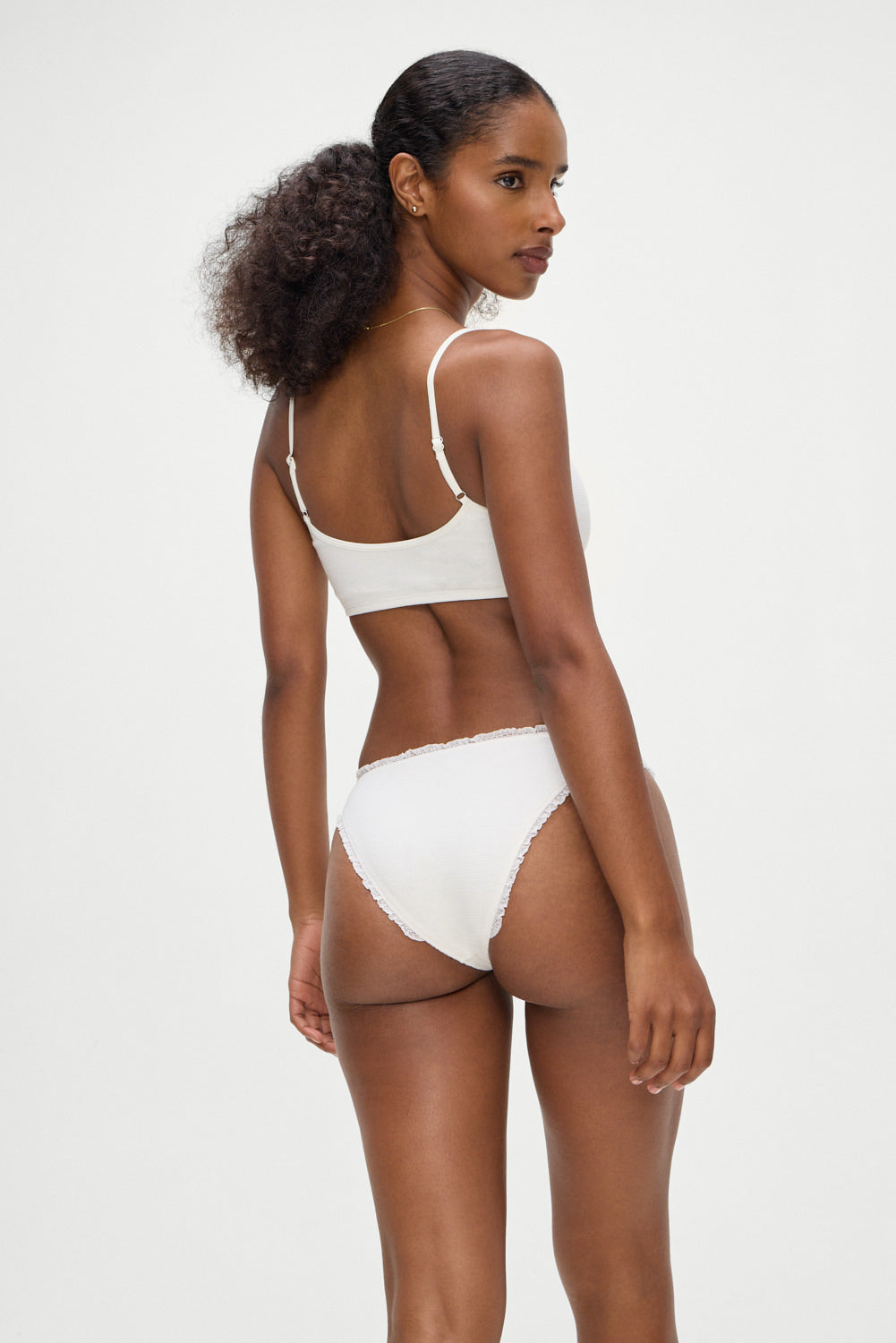 Beck High Waisted Bikini Bottom - White | Frankies Bikinis