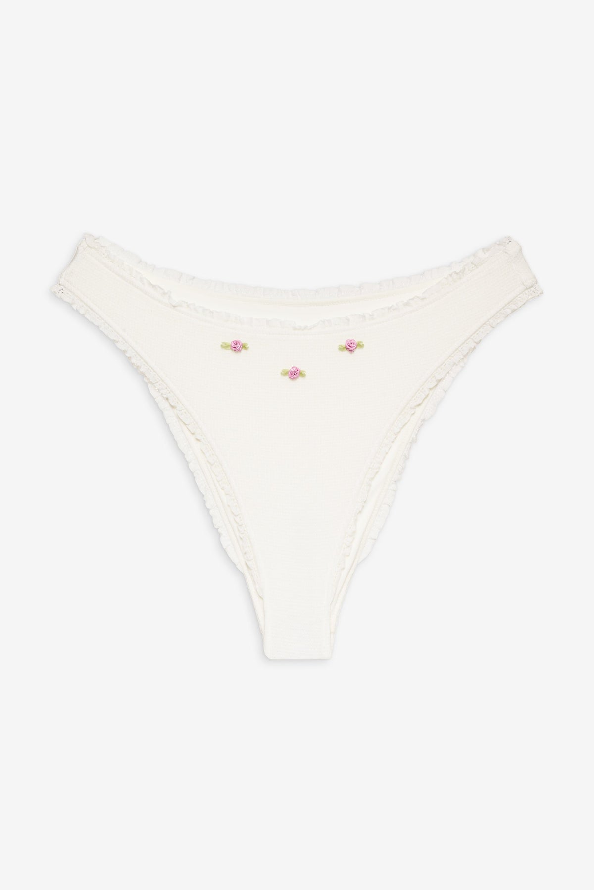 Beck High Waisted Bikini Bottom - White | Frankies Bikinis