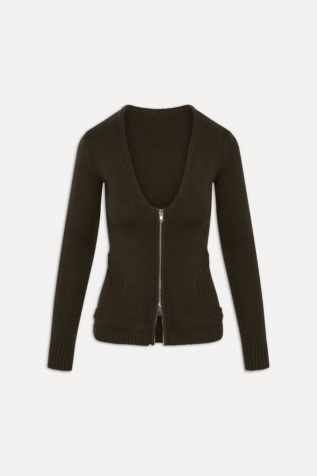 Sienna Zip Up Knit Sweater - Chocolate Brown | Frankies Bikinis