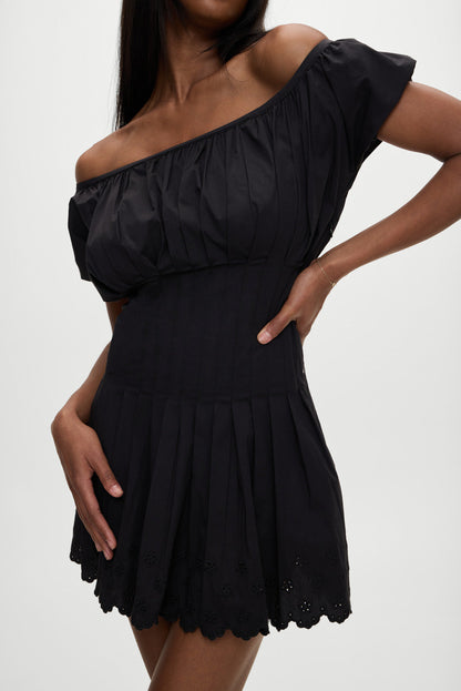 Sadie Embroidered Mini Dress - Black | Frankies Bikinis