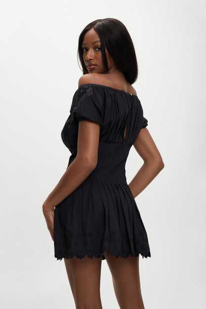 Sadie Embroidered Mini Dress - Black | Frankies Bikinis