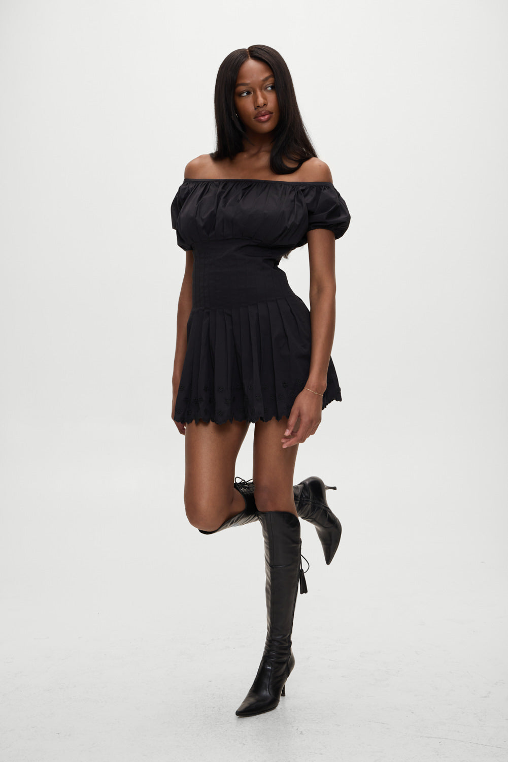 Sadie Embroidered Mini Dress - Black | Frankies Bikinis