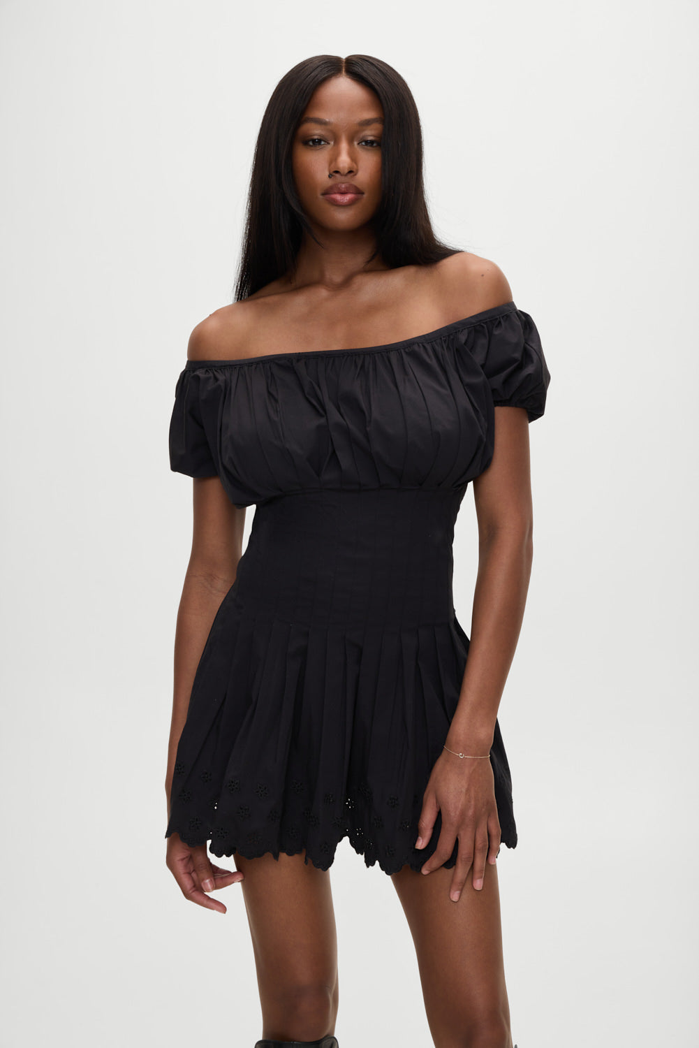 Sadie Embroidered Mini Dress - Black | Frankies Bikinis