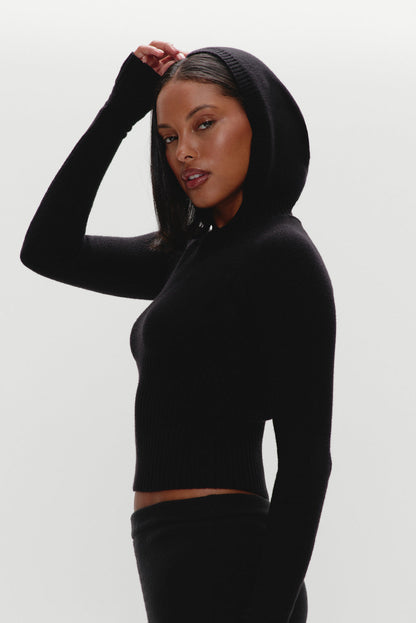Hazel Knit Hoodie - Black | Frankies Bikinis