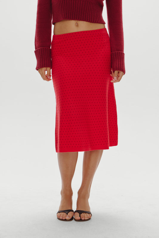 Magnolia Knit Midi Skirt - Cranberry | Frankies Bikinis