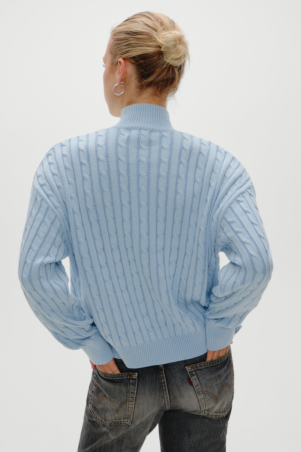 Bea Cable Knit Zip Up Sweater - Daydream | Frankies Bikinis