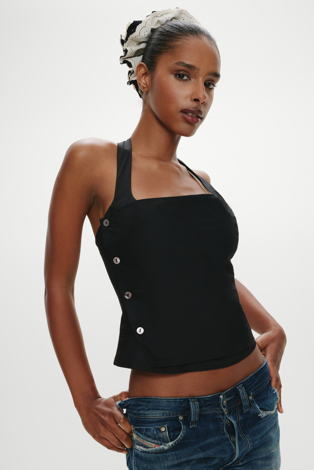 Sterling Cotton Wrap Halter Top - Midnight Serenade | Frankies Bikinis