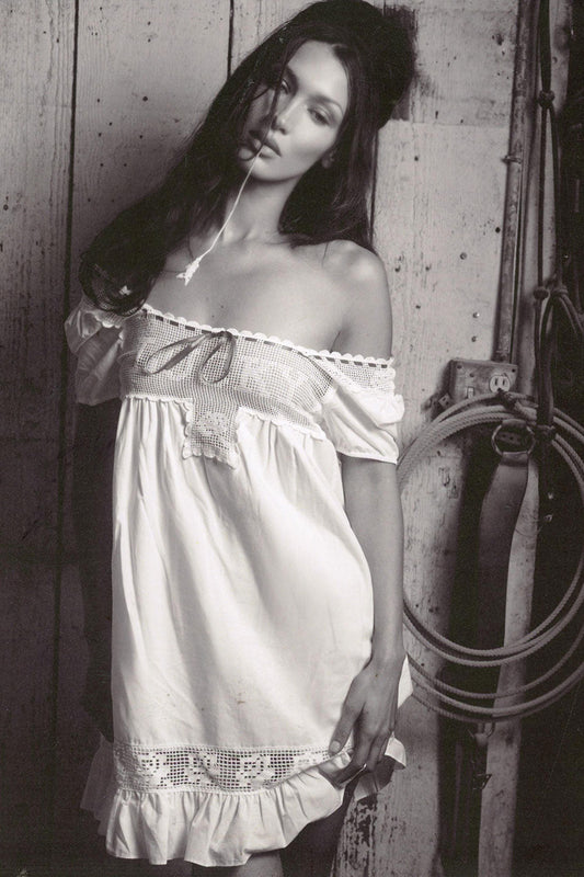 x BELLA HADID Western Poplin Mini Dress - White | Frankies Bikinis