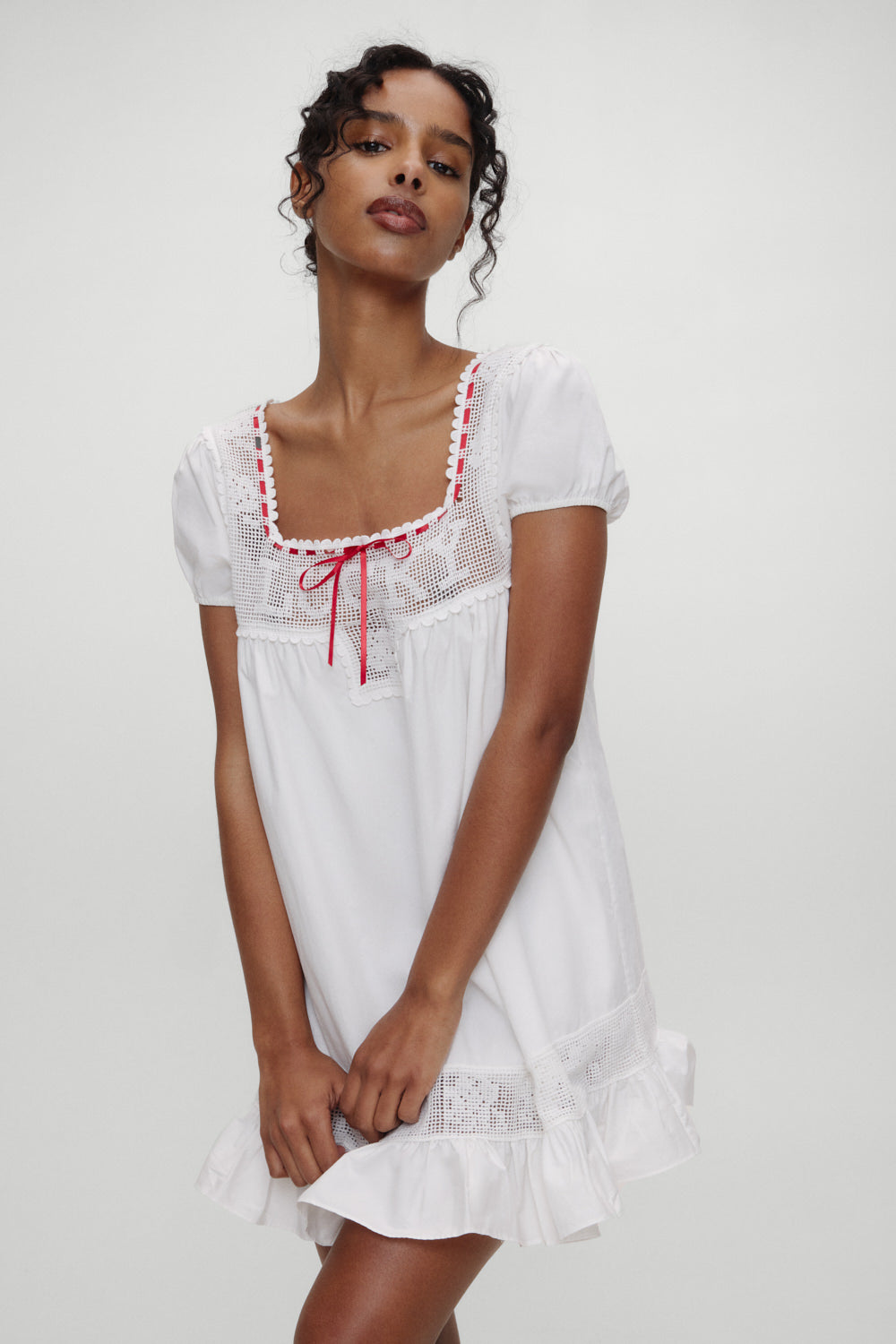 x BELLA HADID Western Poplin Mini Dress - White | Frankies Bikinis