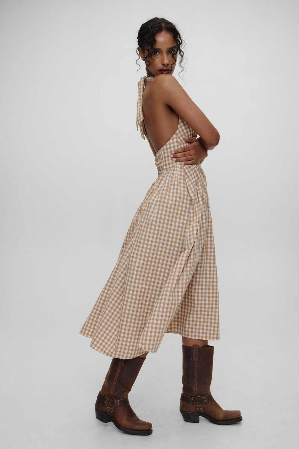 x BELLA HADID Prairie Midi Dress - Rodeo Gingham | Frankies Bikinis