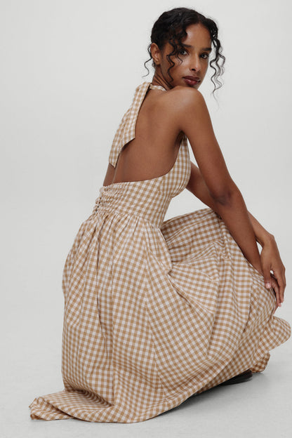 x BELLA HADID Prairie Midi Dress - Rodeo Gingham | Frankies Bikinis