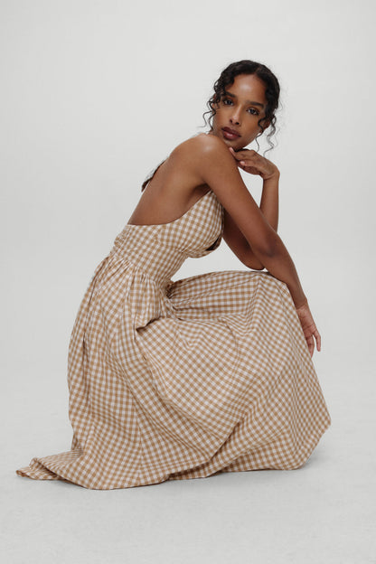 x BELLA HADID Prairie Midi Dress - Rodeo Gingham | Frankies Bikinis
