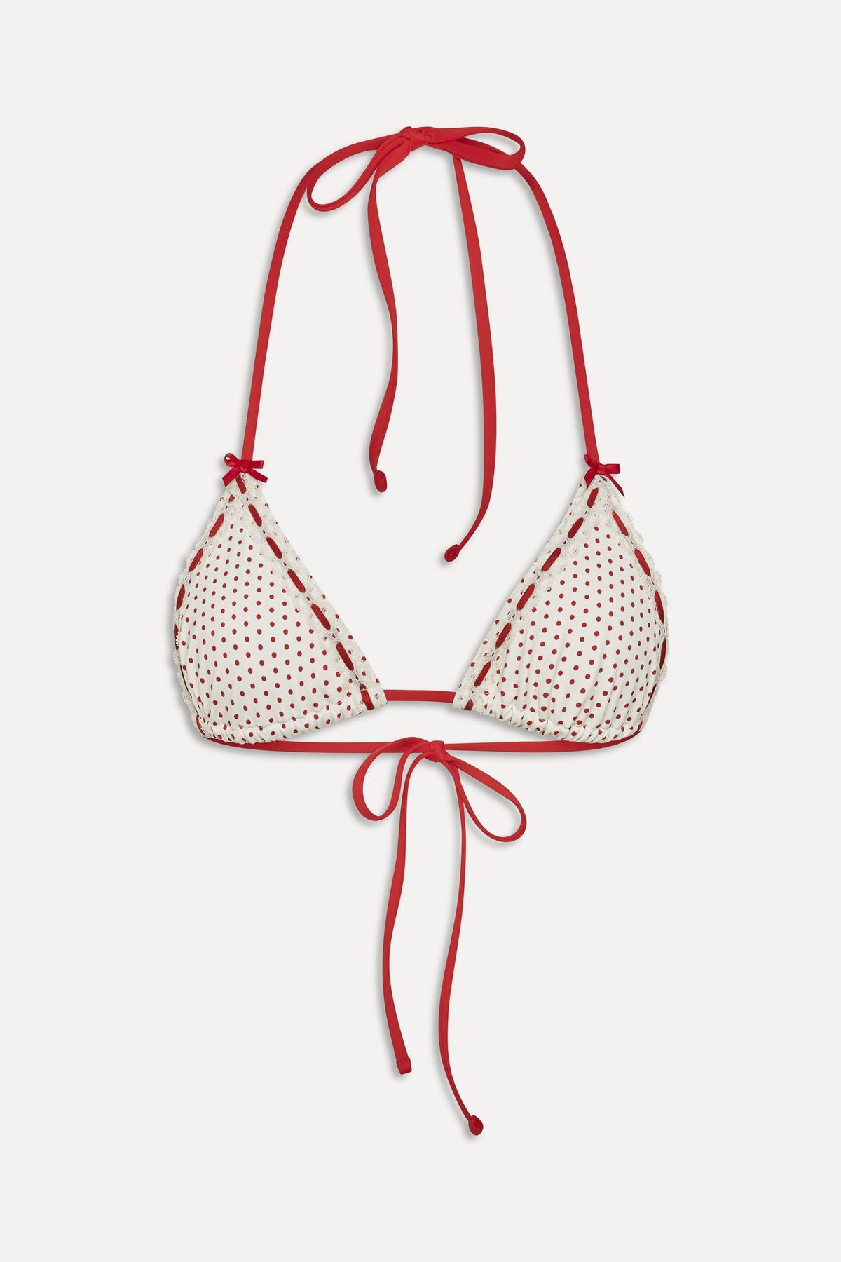 x BELLA HADID Nick Triangle Bikini Top - Strawberry Polka Dot | Frankies Bikinis