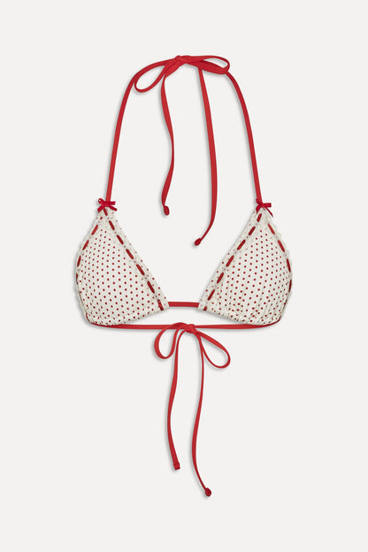 x BELLA HADID Nick Triangle Bikini Top - Strawberry Polka Dot | Frankies Bikinis