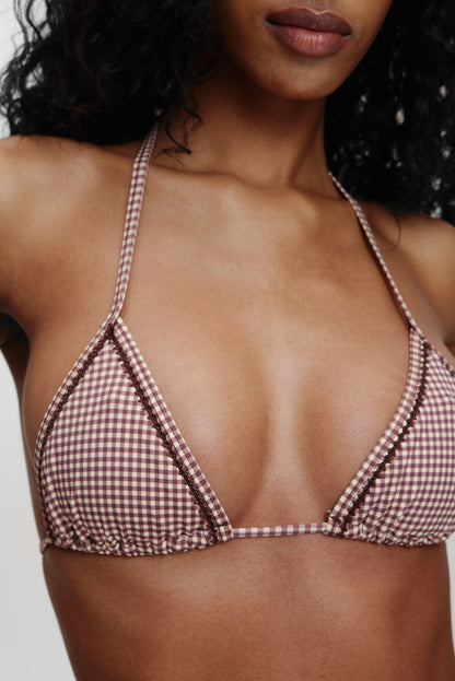 x BELLA HADID Nick Triangle Bikini Top - Dream Gingham | Frankies Bikinis