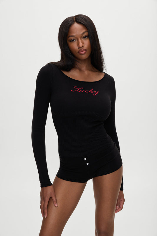 x BELLA HADID Theo Knit Sweater - Lone Star Black | Frankies Bikinis