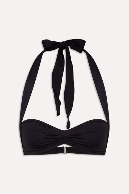 x BELLA HADID Sunday Halter Bikini Top - Black | Frankies Bikinis