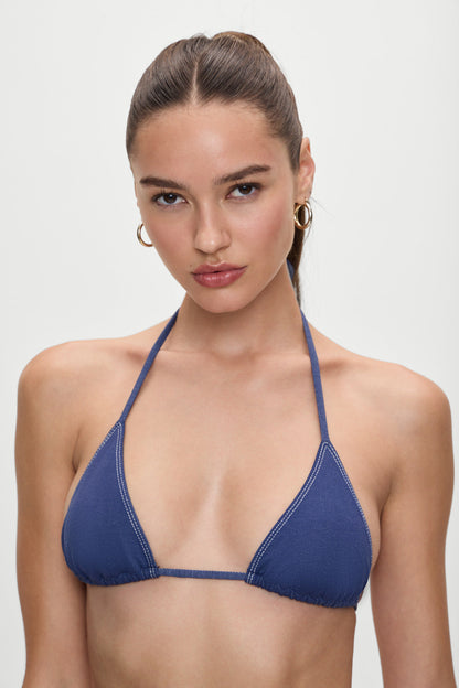 x BELLA HADID Nick Triangle Bikini Top - Summer Denim | Frankies Bikinis