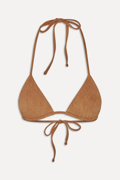 x BELLA HADID Nick Suede Triangle Bikini Top - Sunkissed Suede | Frankies Bikinis
