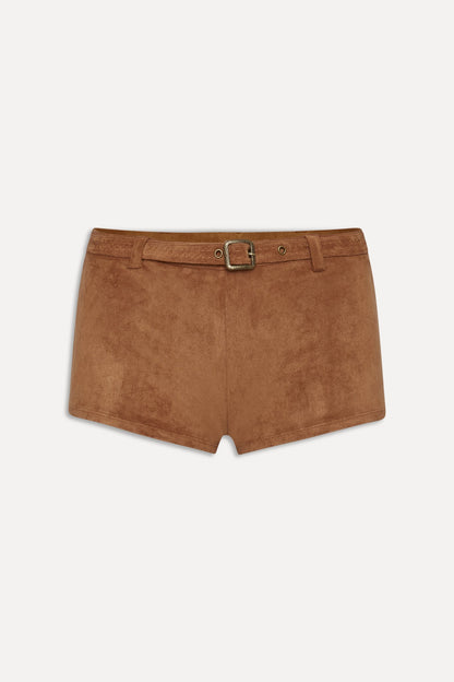 x BELLA HADID Wrangler Suede Booty Shorts - Sunkissed Suede | Frankies Bikinis