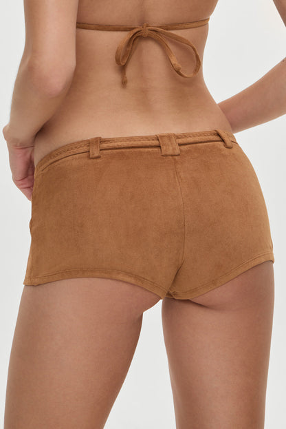 x BELLA HADID Wrangler Suede Booty Shorts - Sunkissed Suede | Frankies Bikinis
