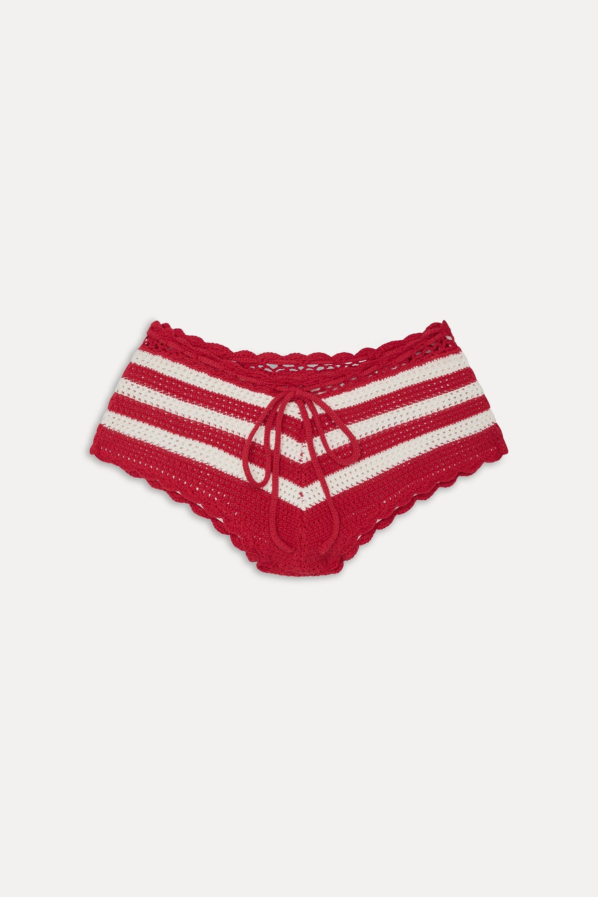 Genevieve Crochet Boy Shorts - Red Ribbon | Frankies Bikinis