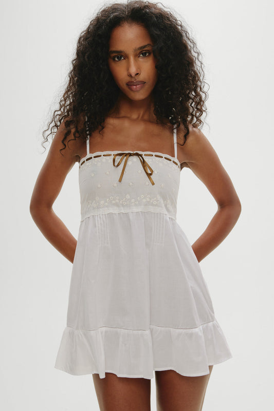 Paris Cotton Babydoll Dress - Daisy White | Frankies Bikinis
