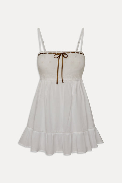 Paris Cotton Babydoll Dress - Daisy White | Frankies Bikinis