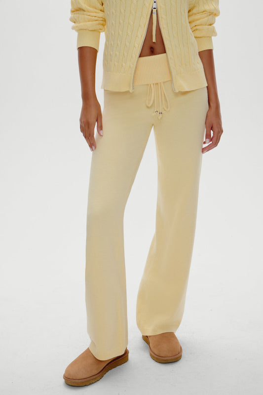 Dawson Knit Fold Over Pants - Vanilla Sugar | Frankies Bikinis