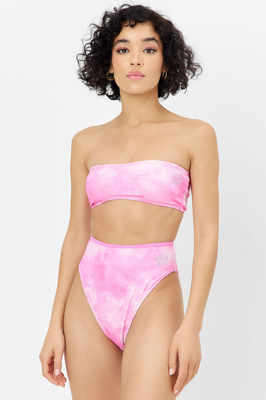 Jean Terry Bandeau Bikini Top - Distorted Pink Dye | Frankies Bikinis