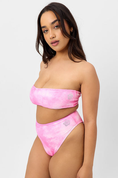 Jean Terry Bandeau Bikini Top - Distorted Pink Dye | Frankies Bikinis