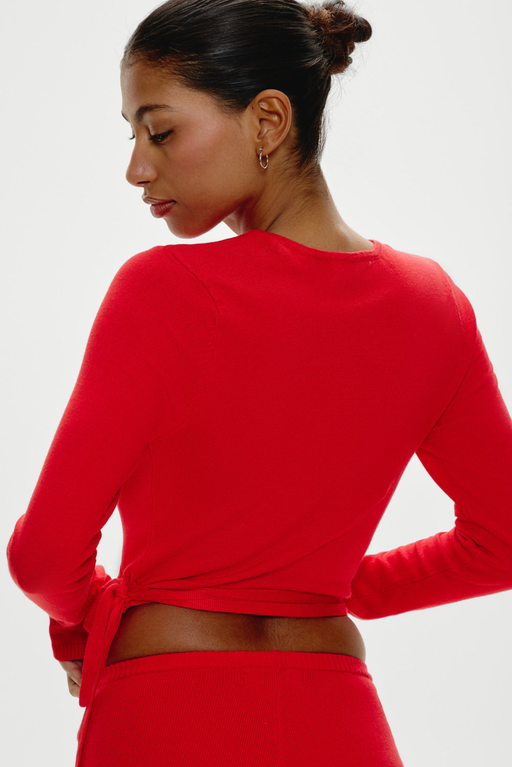 Whisper Long Sleeve Wrap Top - Cherry | Frankies Bikinis