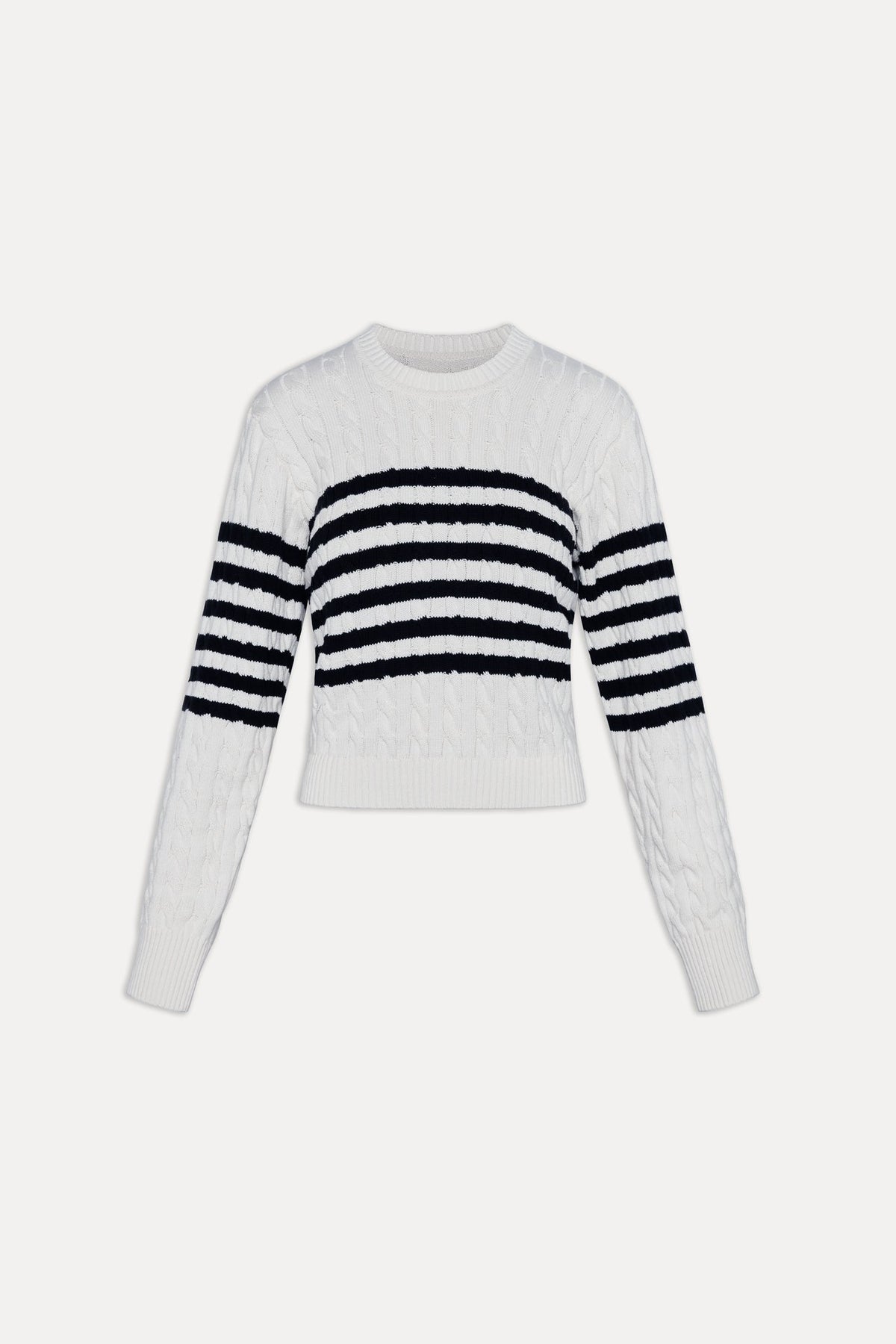 Varsity Striped Cable Knit Sweater - Ivory | Frankies Bikinis