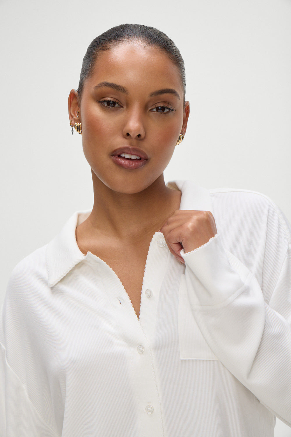 Rory Long Sleeve Sleep Shirt - Seashell | Frankies Bikinis
